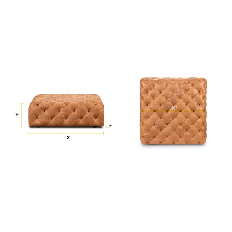 Ottoman en cuir cognac