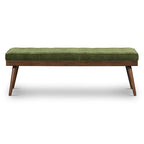 Poly & Bark Luca Fabric Bench - Tufted Seat with Solid Wood Legs
