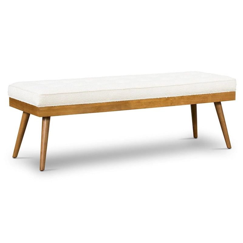 Banc en tissu – Assise capitonnée avec pieds en bois massif