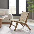 Fauteuil de salon en bois et corde tressée