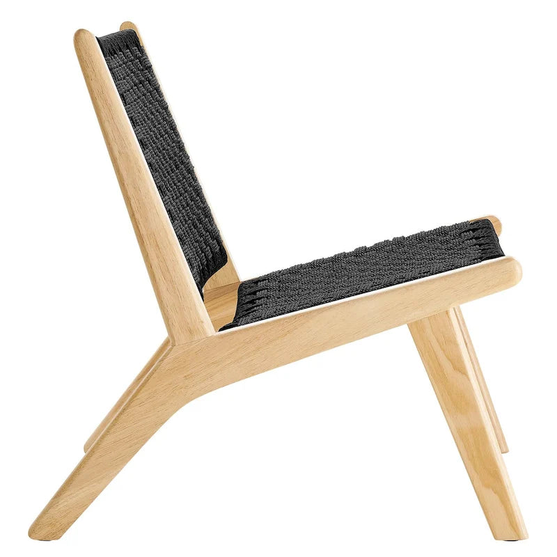 Fauteuil de salon en bois et corde tressée