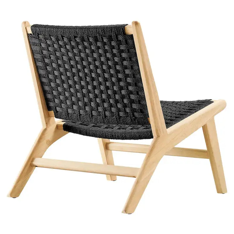Fauteuil de salon en bois et corde tressée