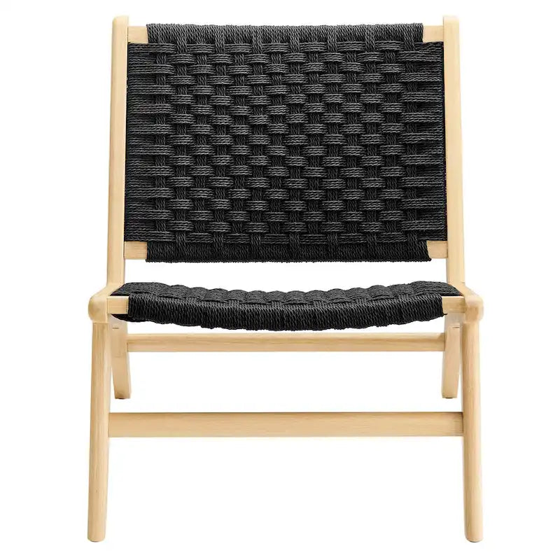 Fauteuil de salon en bois et corde tressée