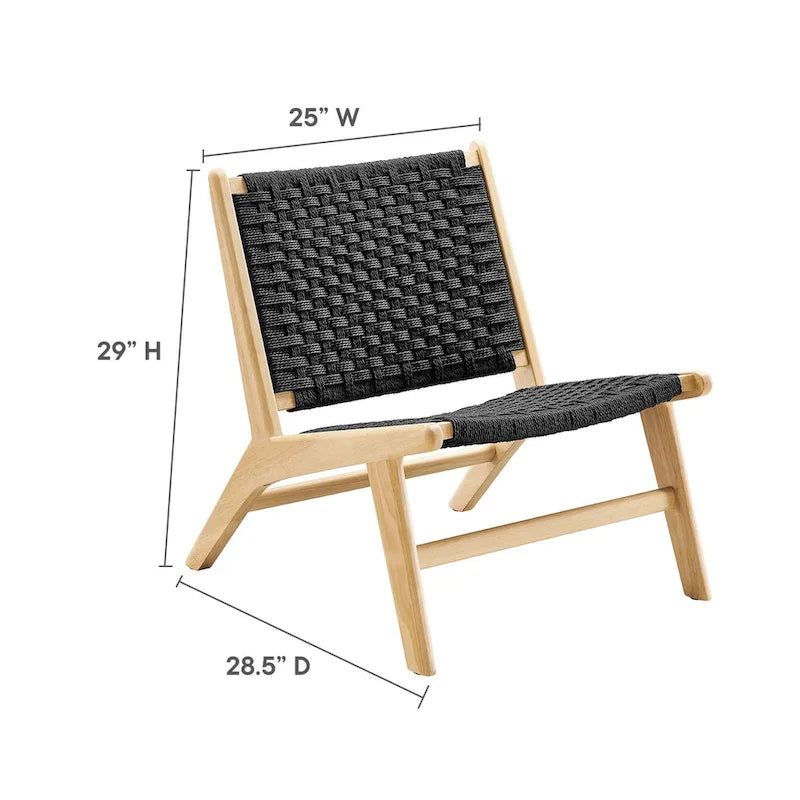 Fauteuil de salon en bois et corde tressée
