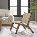 Fauteuil de salon en bois et corde tressée