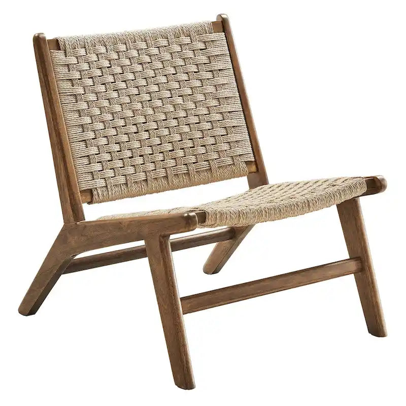 Fauteuil de salon en bois et corde tressée