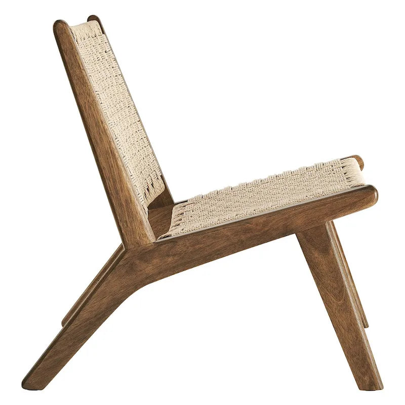 Fauteuil de salon en bois et corde tressée