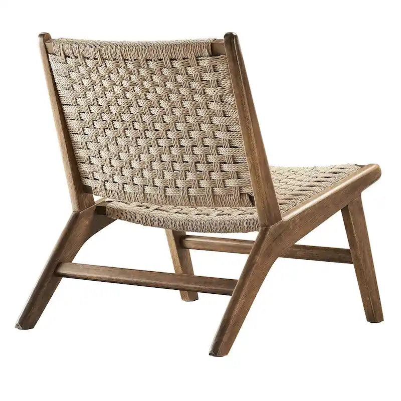 Fauteuil de salon en bois et corde tressée