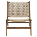 Fauteuil de salon en bois et corde tressée