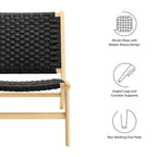 Fauteuil de salon en bois et corde tressée