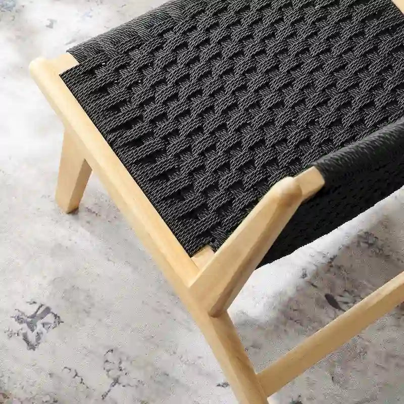 Fauteuil de salon en bois et corde tressée