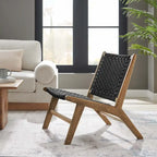 Fauteuil de salon en bois et corde tressée