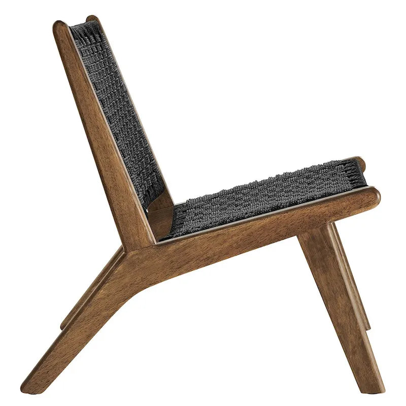 Fauteuil de salon en bois et corde tressée