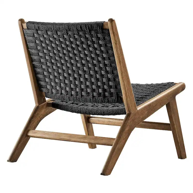 Fauteuil de salon en bois et corde tressée
