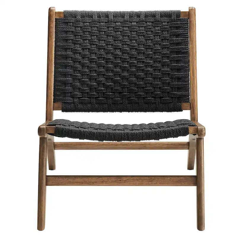Fauteuil de salon en bois et corde tressée