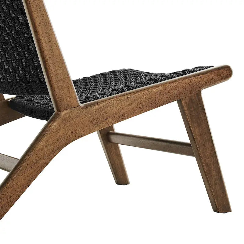 Fauteuil de salon en bois et corde tressée