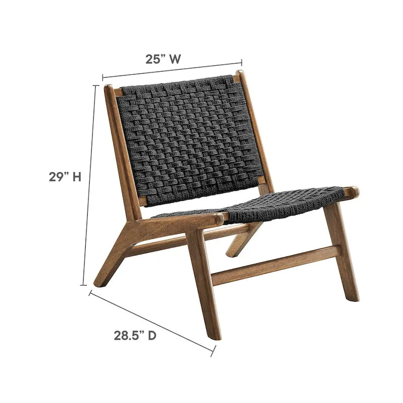Fauteuil de salon en bois et corde tressée