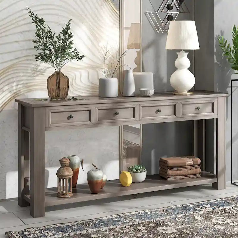 Console/Table de canapé avec tiroirs de rangement et étagère inférieure