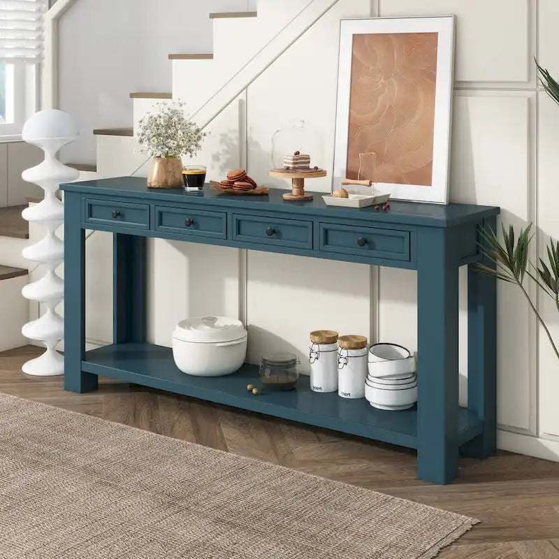 Console/Table de canapé avec tiroirs de rangement et étagère inférieure