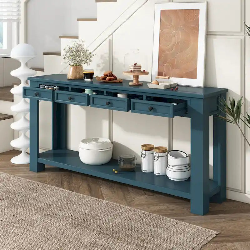 Console/Table de canapé avec tiroirs de rangement et étagère inférieure