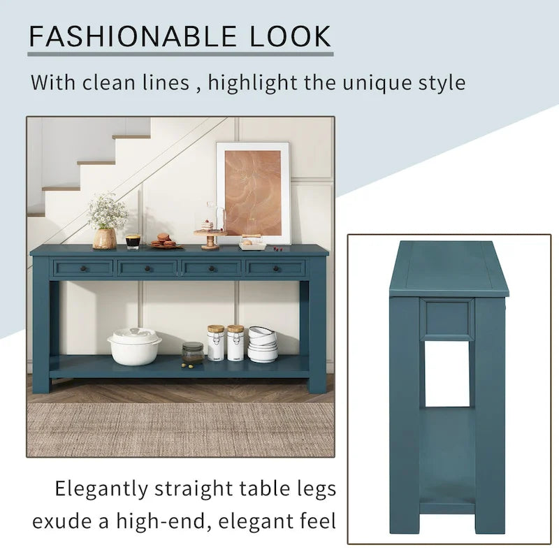 Console/Table de canapé avec tiroirs de rangement et étagère inférieure