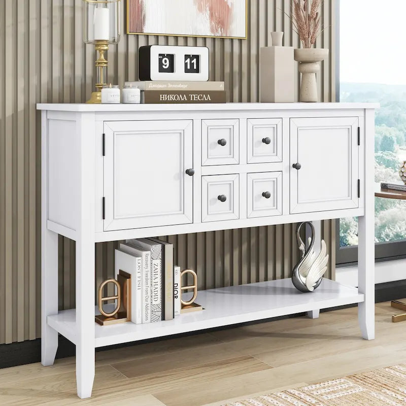 Buffet console vintage avec étagère inférieure