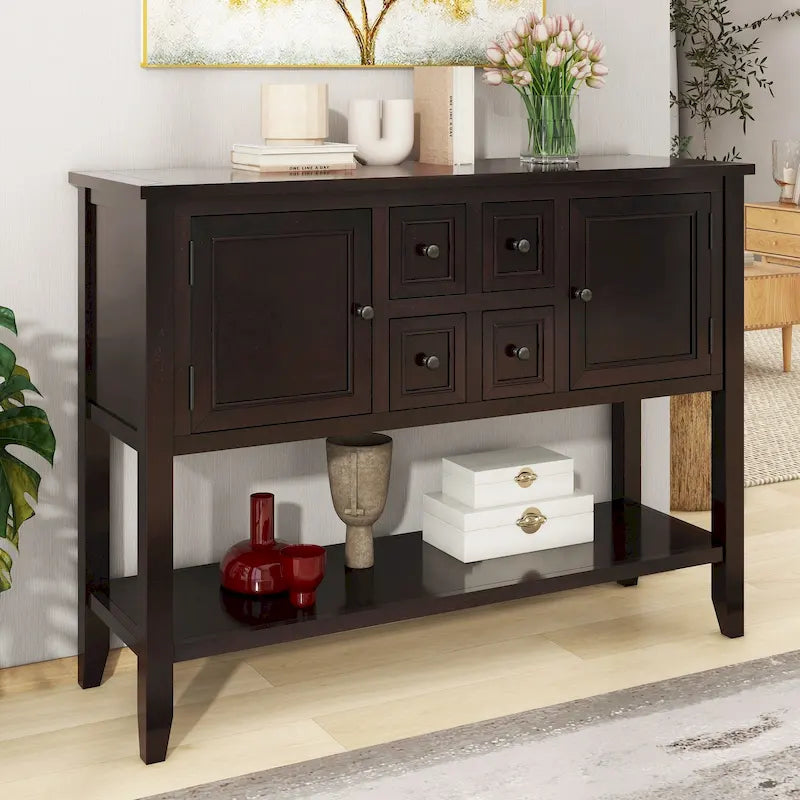 Buffet console vintage avec étagère inférieure