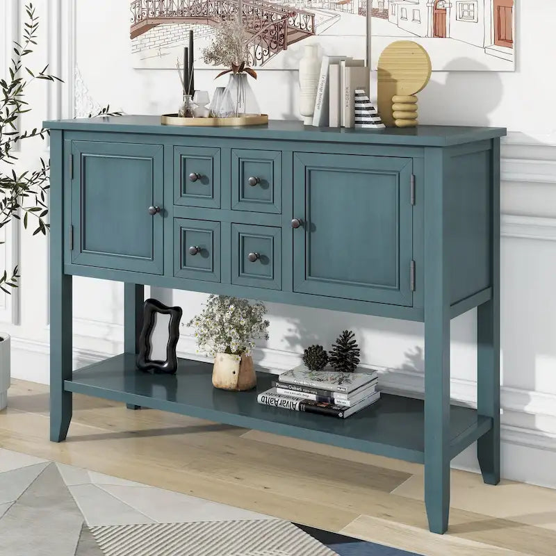 Buffet console vintage avec étagère inférieure