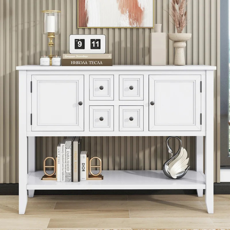 Buffet console vintage avec étagère inférieure