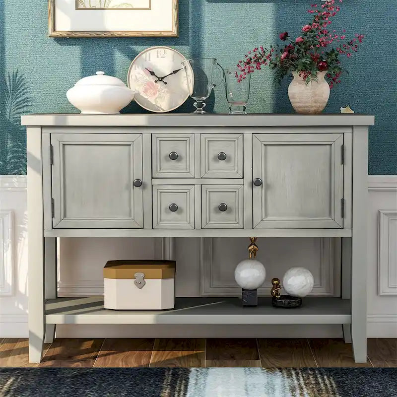 Buffet console vintage avec étagère inférieure