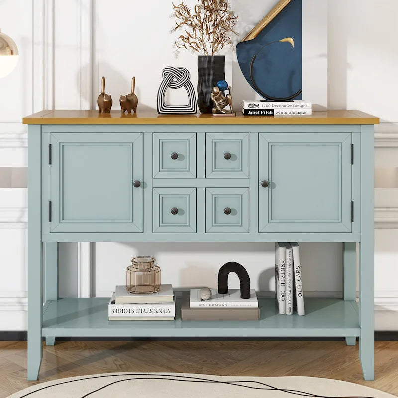 Buffet console vintage avec étagère inférieure