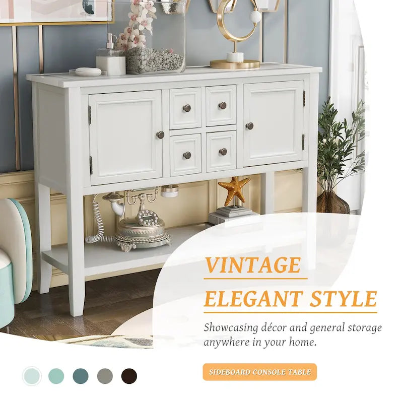 Buffet console vintage avec étagère inférieure