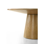 Table de salle à manger de 119 cm, plateau rond, piètement colonne, finition marron