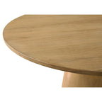 Table de salle à manger de 119 cm, plateau rond, piètement colonne, finition marron