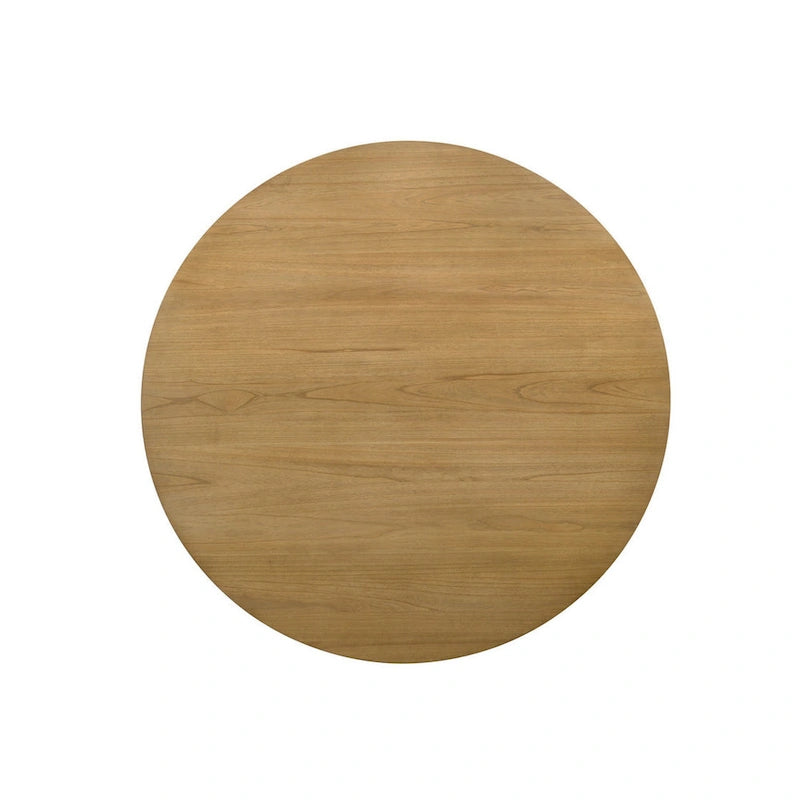Table de salle à manger de 119 cm, plateau rond, piètement colonne, finition marron