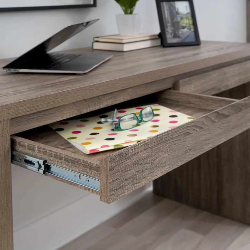 Bureau gris à double tiroir