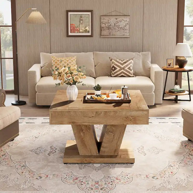 Table basse carrée en bois de 31,5 pouces - Table d'appoint/de cocktail