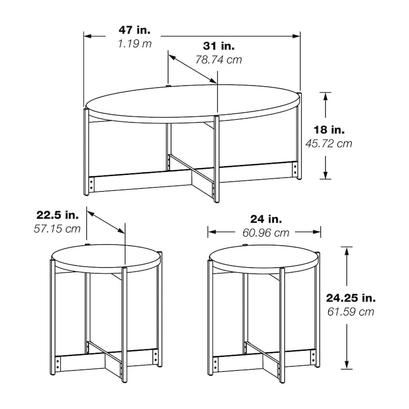 Ensemble de 3 tables d'appoint