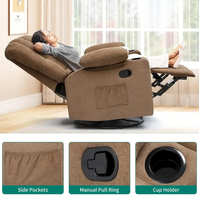 Fauteuil inclinable pivotant et basculant manuel pour personnes âgées Fauteuil inclinable pivotant et coulissant