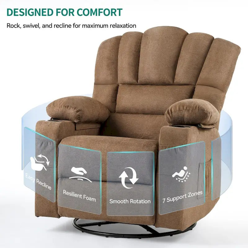 Fauteuil inclinable pivotant et basculant manuel pour personnes âgées Fauteuil inclinable pivotant et coulissant