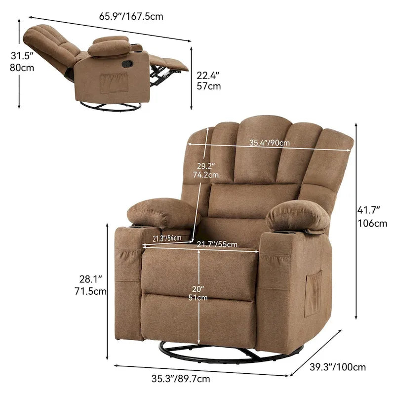 Fauteuil inclinable pivotant et basculant manuel pour personnes âgées Fauteuil inclinable pivotant et coulissant